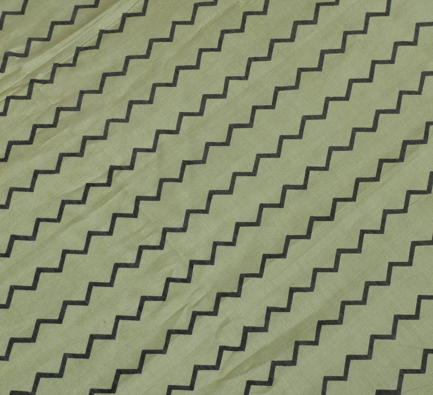 Sushila Vintage Greenish Gray Dupatta 100%Pure Cotton Printed Zig-Zag Long Stole