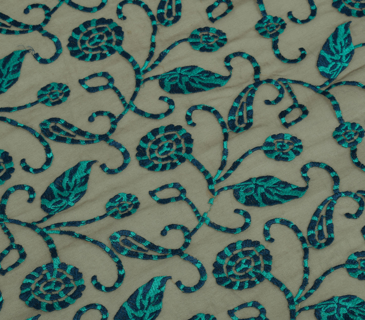Sushila Vintage Gray Dupatta 100%Pure Georgette Silk Embroidered Long Stole Wrap