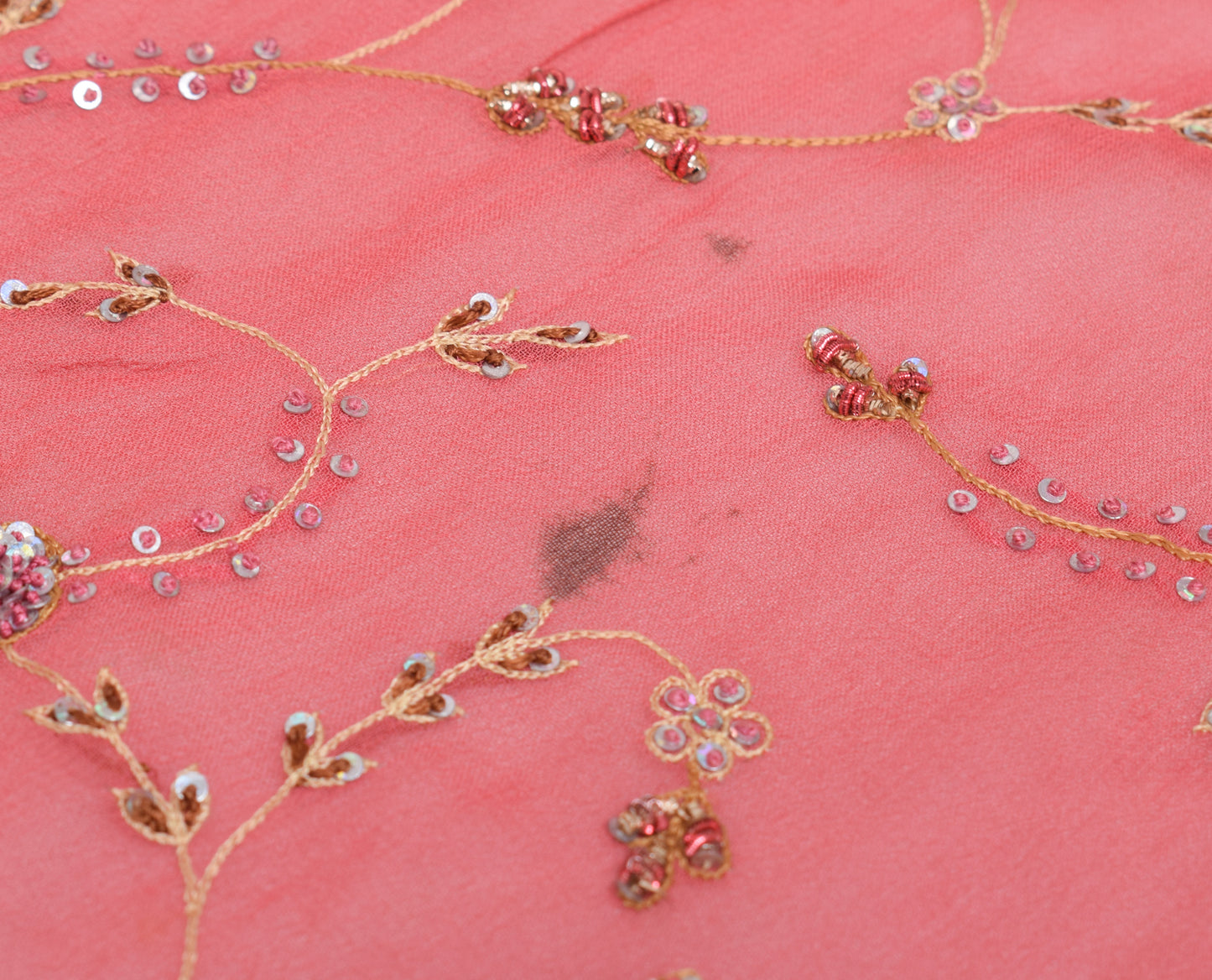Sushila Vintage Dupatta 100% Pure Georgette Silk Hand Beaded Floral Long Stole