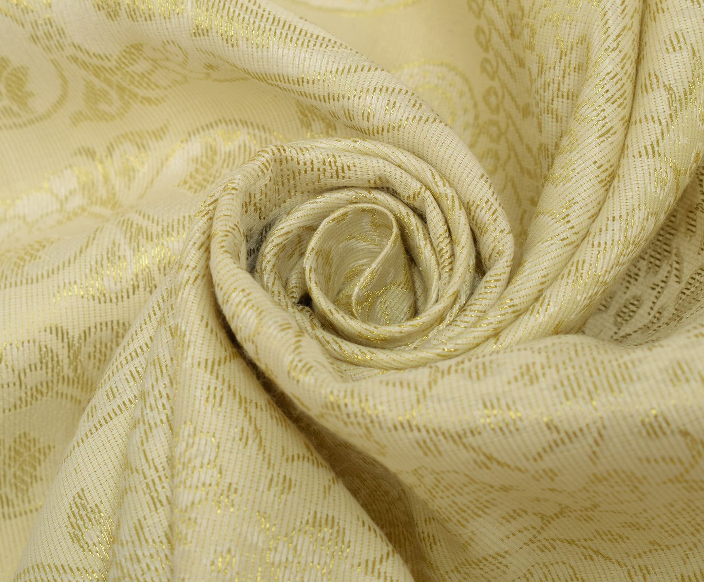 Sushila Vintage Cream Banarasi Dupatta 100%Pure Satin Silk Woven Long Stole Veil