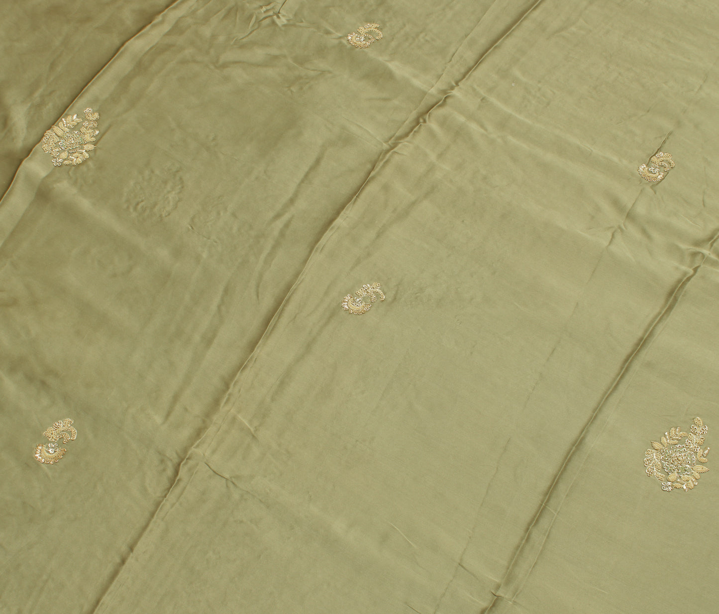 Sushila Vintage Green Heavy Dupatta Pure Satin Silk Hand Beaded Long Stole Veil