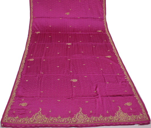 Sushila Vintage Magenta Heavy Dupatta Pure Silk Hand Beaded Long Stole Scarves