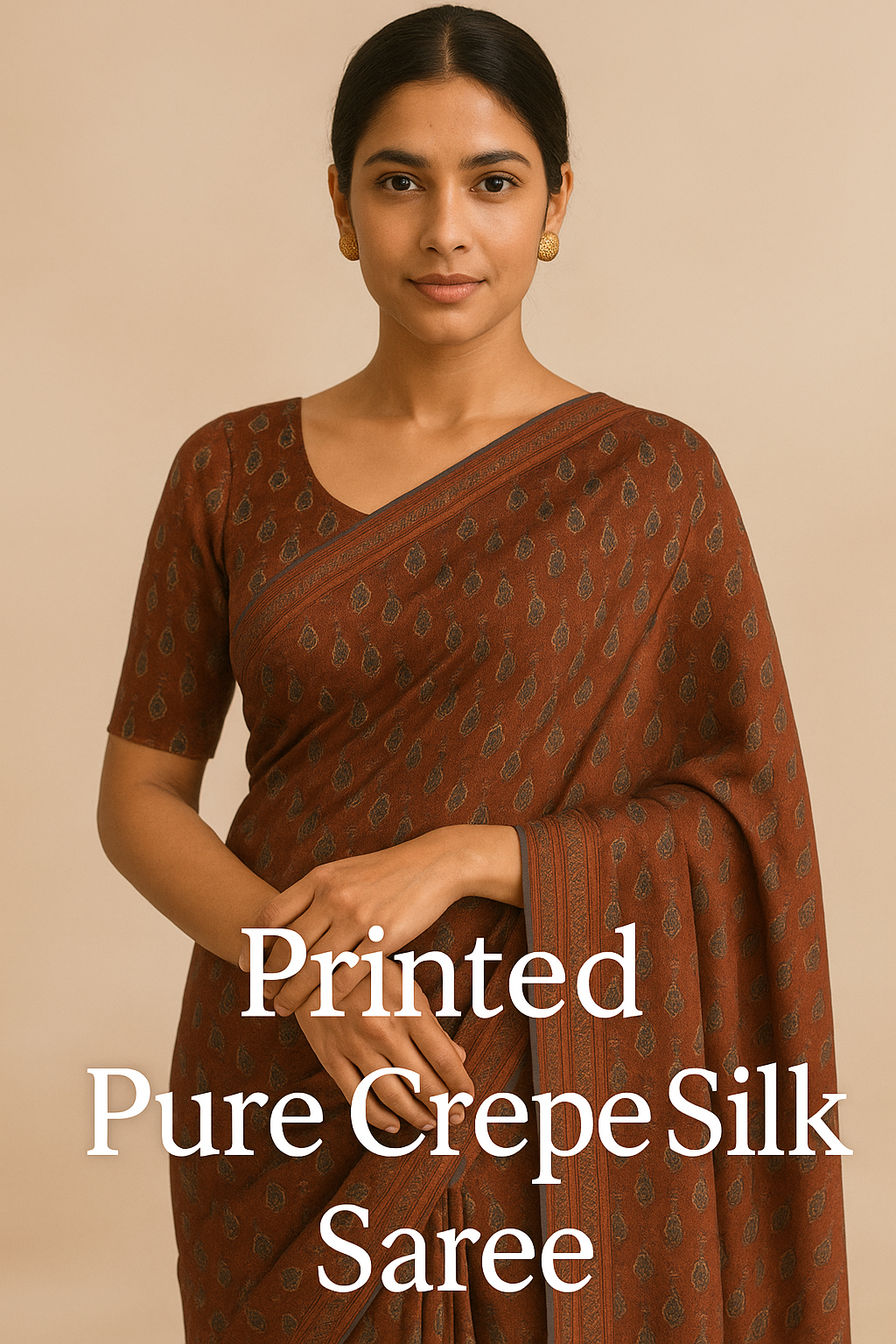 Pure Crepe Silk Printed Sarees