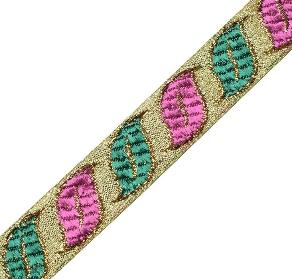 1.25" W 3 Yard Saree Border Indian Craft Trim Woven Multi Color Sewing Lace