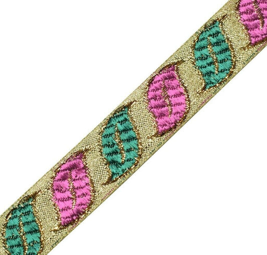 1.25" W 3 Yard Saree Border Indian Craft Trim Woven Multi Color Sewing Lace