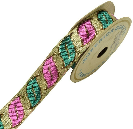 1.25" W 3 Yard Saree Border Indian Craft Trim Woven Multi Color Sewing Lace