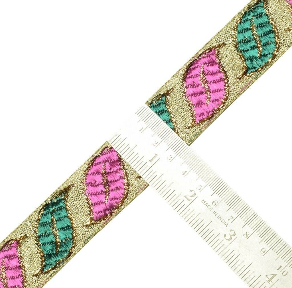 1.25" W 3 Yard Saree Border Indian Craft Trim Woven Multi Color Sewing Lace