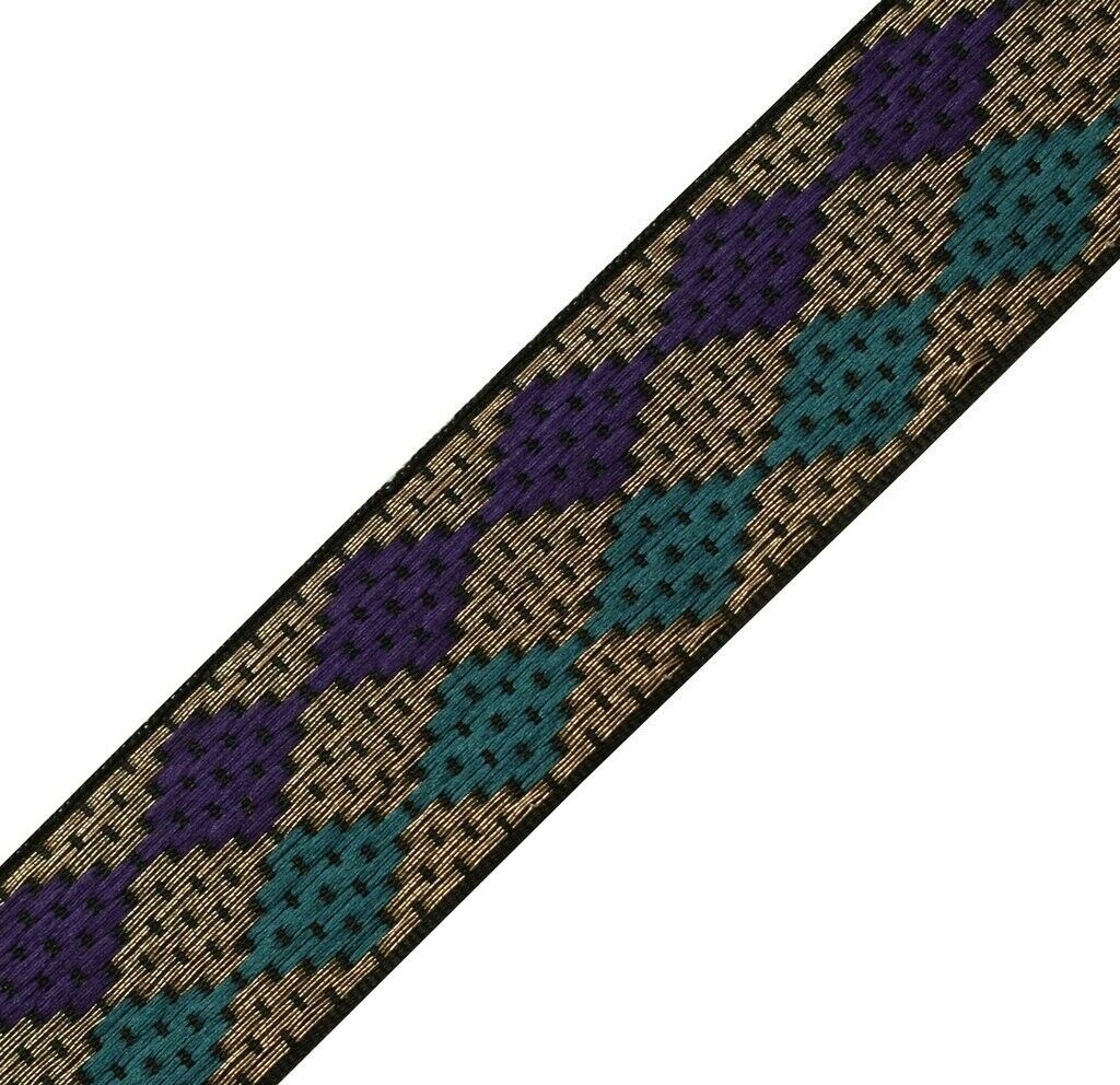 1" W 3 Yard Woven Multi Color Border Indian Craft Edging Trim Sewing Ribbon Lace