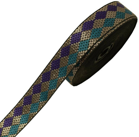 1" W 3 Yard Woven Multi Color Border Indian Craft Edging Trim Sewing Ribbon Lace