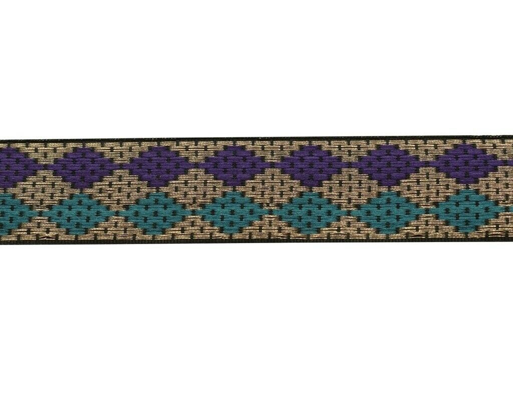 1" W 3 Yard Woven Multi Color Border Indian Craft Edging Trim Sewing Ribbon Lace