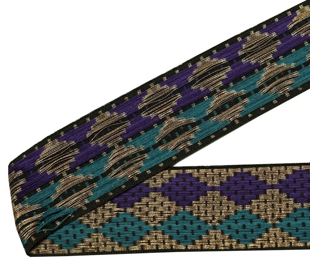 1" W 3 Yard Woven Multi Color Border Indian Craft Edging Trim Sewing Ribbon Lace