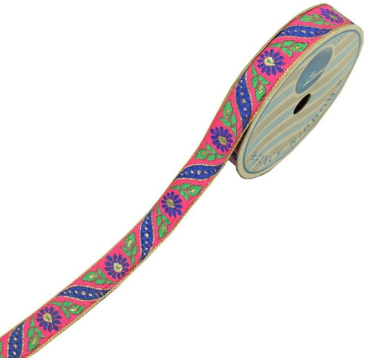 3 Yard Sari Border Indian Woven Craft Trim Sewing Ribbon Lace Edging Tape Pink