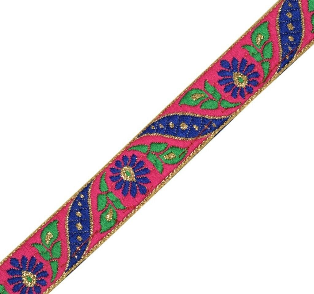 3 Yard Sari Border Indian Woven Craft Trim Sewing Ribbon Lace Edging Tape Pink