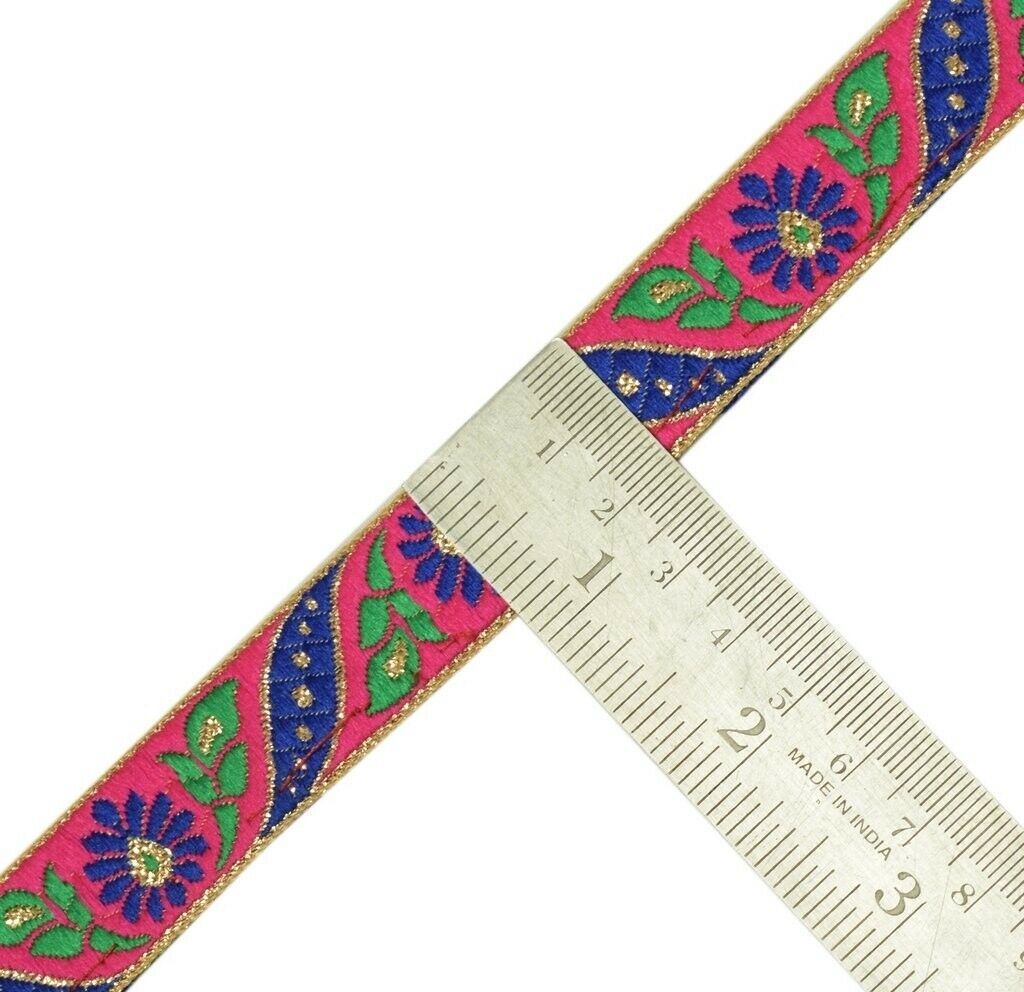 3 Yard Sari Border Indian Woven Craft Trim Sewing Ribbon Lace Edging Tape Pink