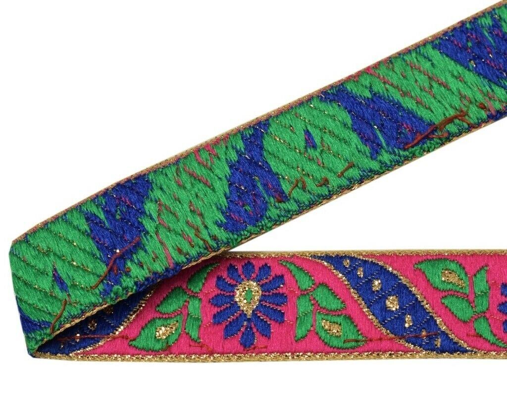 3 Yard Sari Border Indian Woven Craft Trim Sewing Ribbon Lace Edging Tape Pink