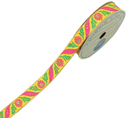 3 Yard Sari Border Indian Woven Craft Trim Sewing Ribbon Lace Edging Tape Yellow