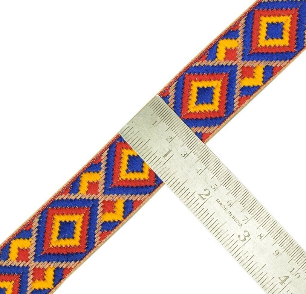 3 Yard 30MM Sari Border Indian Craft Trim Sewing Ribbon Lace Edging Tape Blue