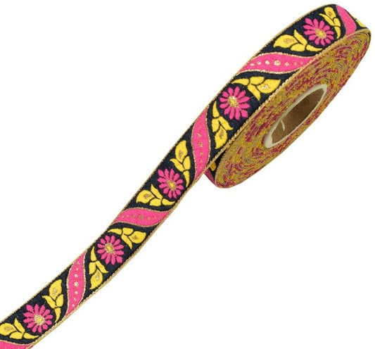 3 Yard Sari Border Indian Woven Craft Trim Sewing Ribbon Lace Edging Tape Black