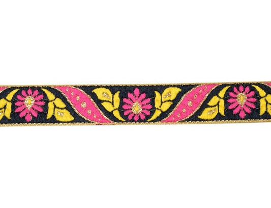 3 Yard Sari Border Indian Woven Craft Trim Sewing Ribbon Lace Edging Tape Black