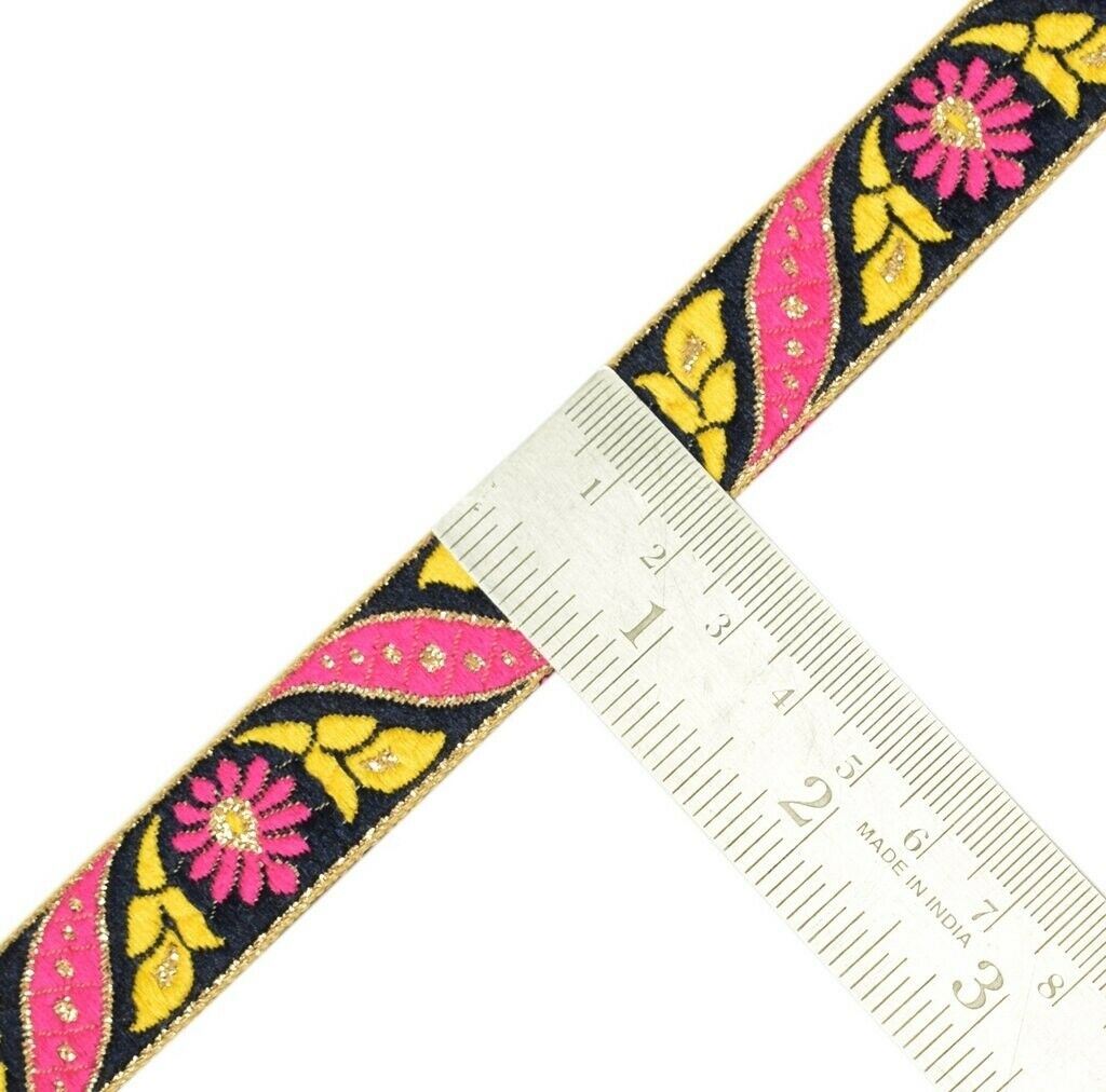 3 Yard Sari Border Indian Woven Craft Trim Sewing Ribbon Lace Edging Tape Black