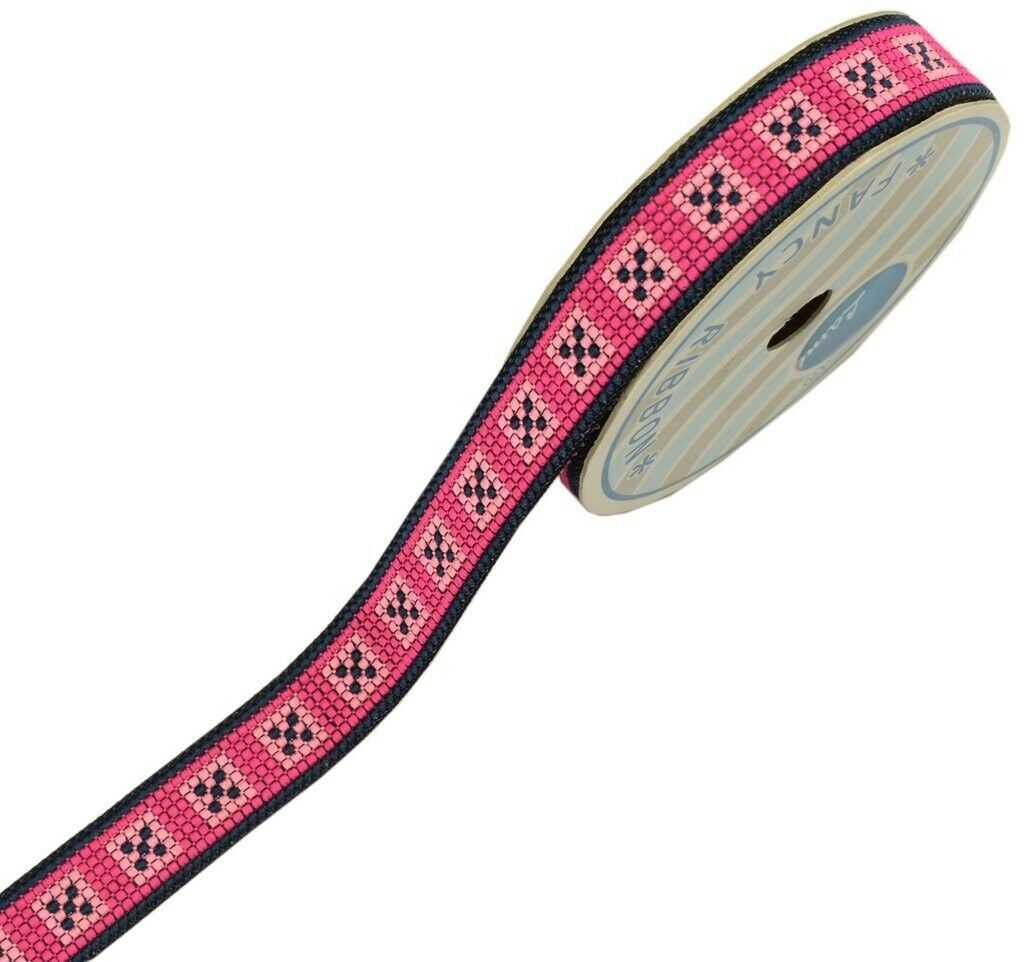 3 Yard Sari Border Indian Craft Trim Sewing Ribbon Lace Edging Tape Black Pink