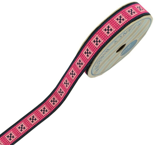 3 Yard Sari Border Indian Craft Trim Sewing Ribbon Lace Edging Tape Black Pink