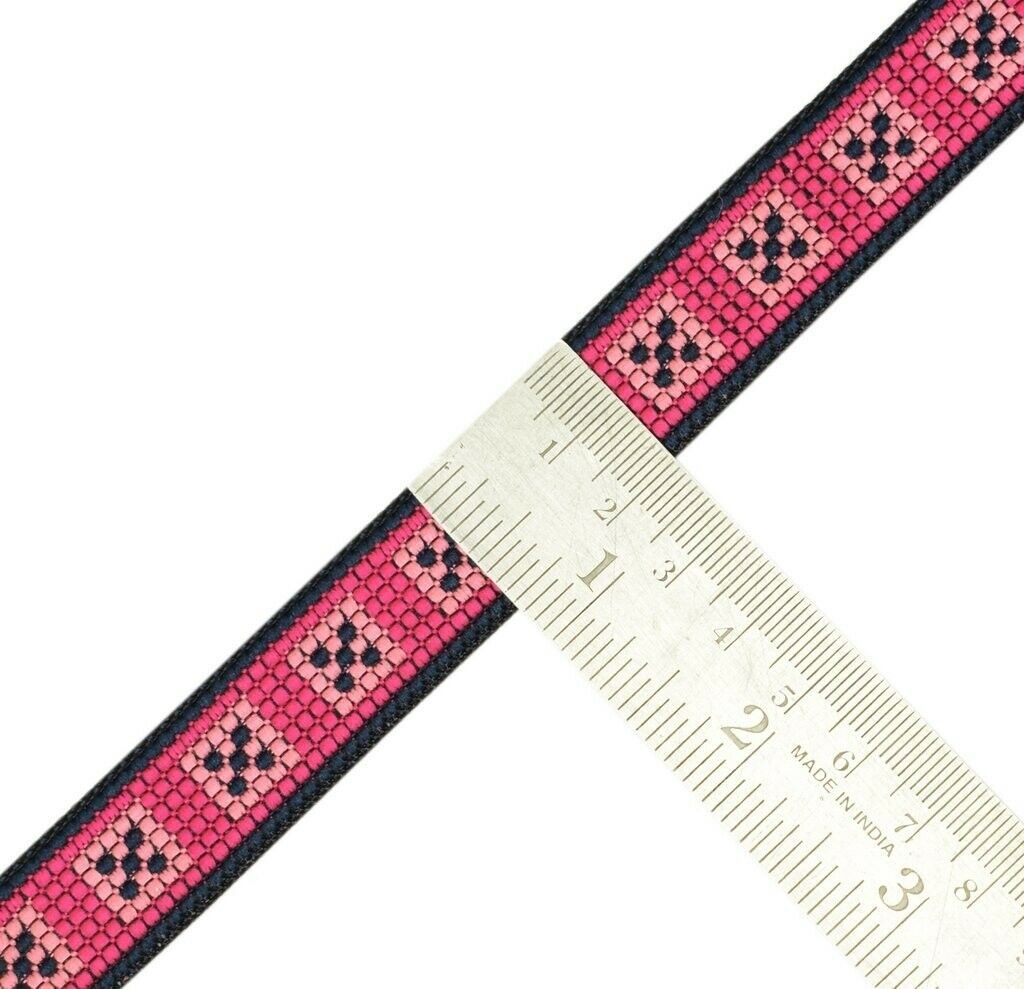 3 Yard Sari Border Indian Craft Trim Sewing Ribbon Lace Edging Tape Black Pink