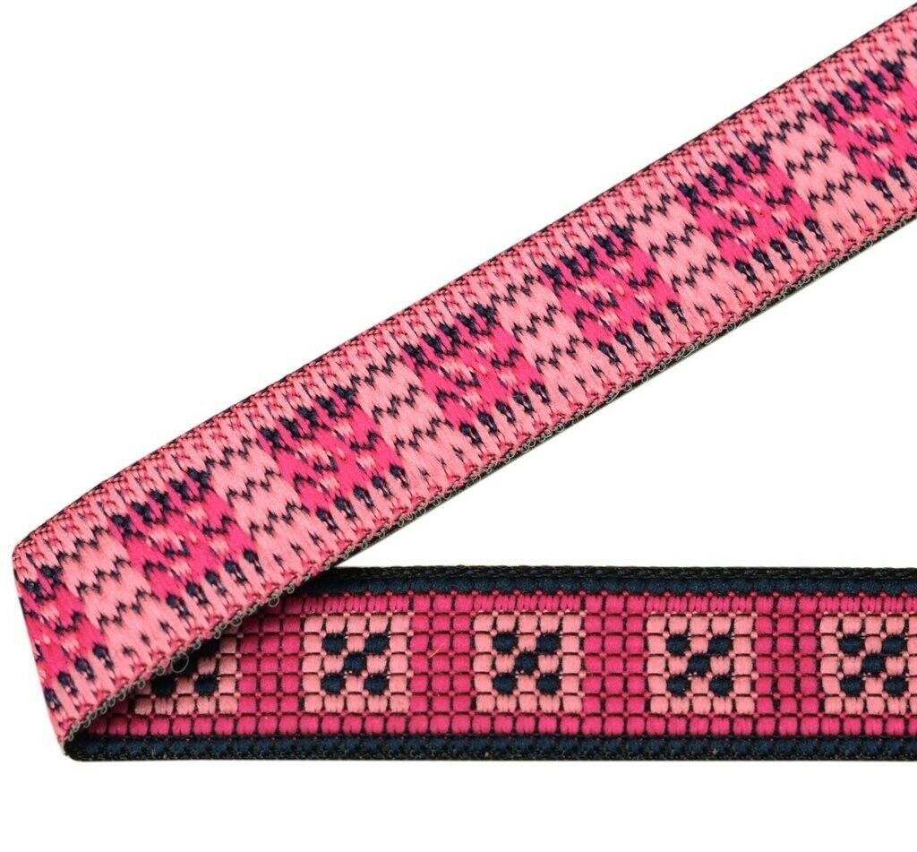 3 Yard Sari Border Indian Craft Trim Sewing Ribbon Lace Edging Tape Black Pink