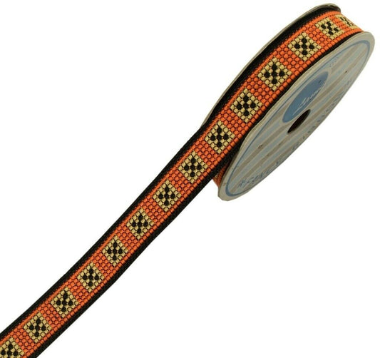 3 Yard Sari Border Indian Craft Trim Sewing Ribbon Lace Edging Tape Black Orange