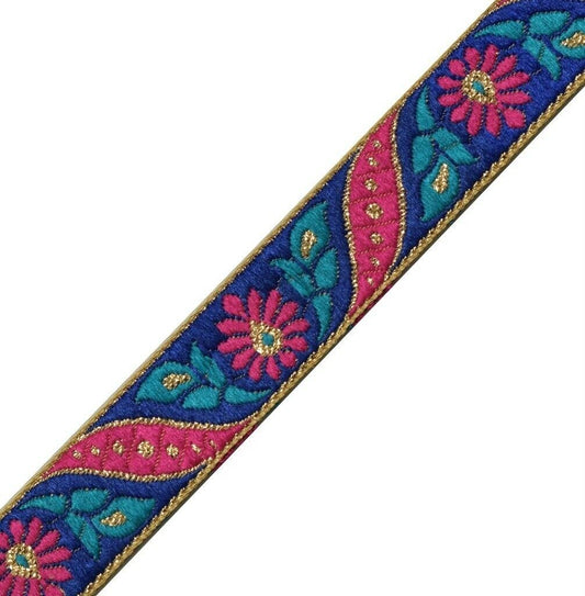 3 Yard Sari Border Indian Woven Craft Trim Sewing Ribbon Lace Edging Tape Blue