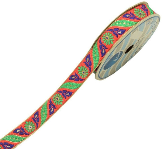 3 Yard Sari Border Indian Woven Craft Trim Sewing Ribbon Lace Edging Tape Red