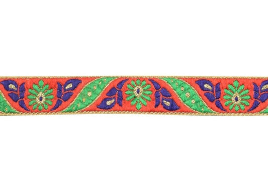 3 Yard Sari Border Indian Woven Craft Trim Sewing Ribbon Lace Edging Tape Red