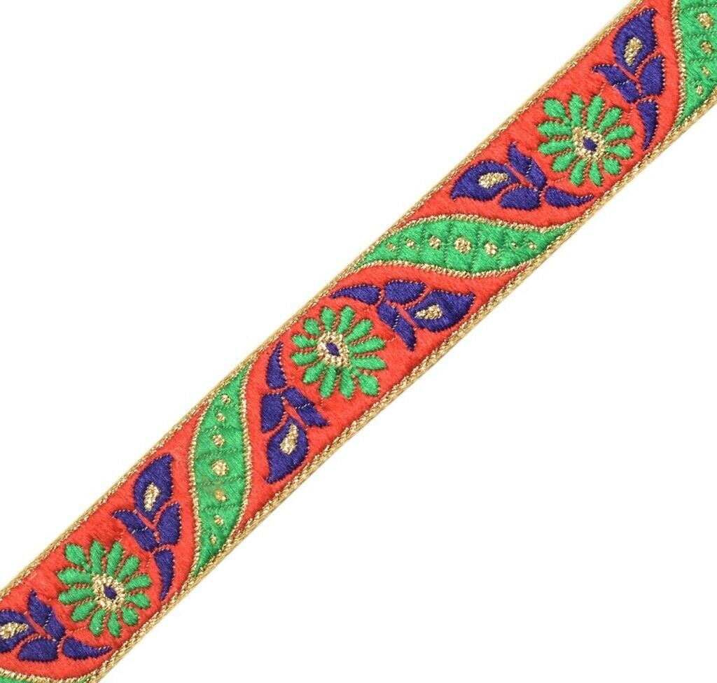 3 Yard Sari Border Indian Woven Craft Trim Sewing Ribbon Lace Edging Tape Red