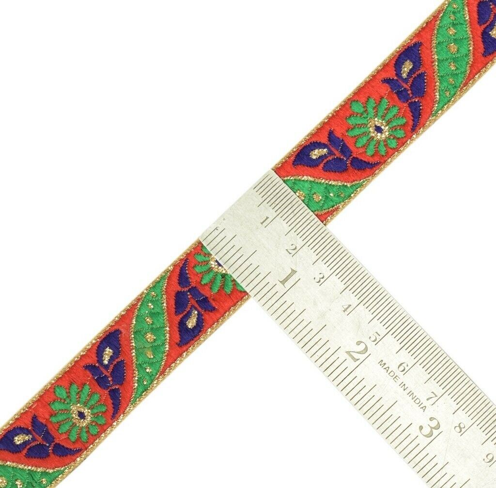 3 Yard Sari Border Indian Woven Craft Trim Sewing Ribbon Lace Edging Tape Red