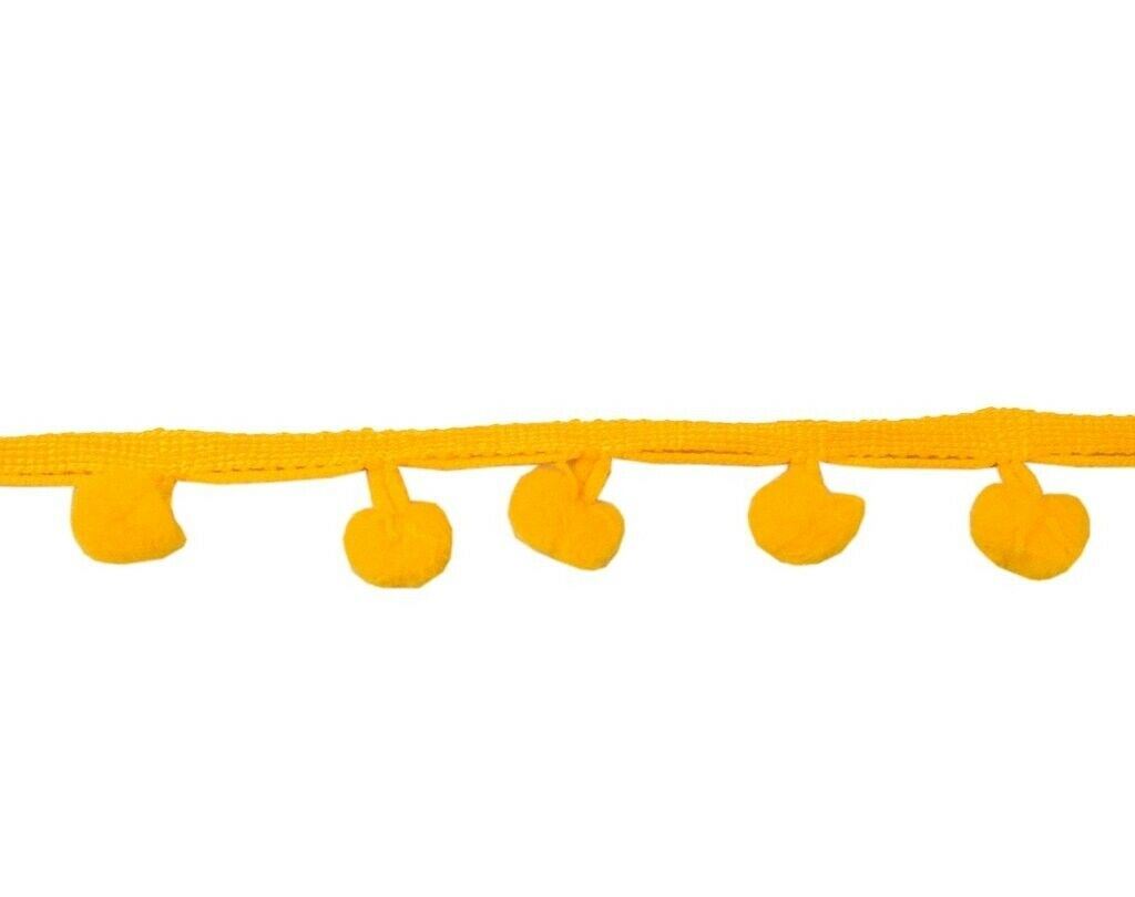 8 Yard Sari Pom Pom Border Indian Craft Trim Sewing Lace Edging Tape Yellow