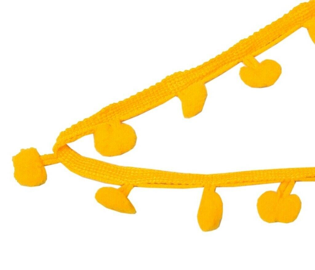 8 Yard Sari Pom Pom Border Indian Craft Trim Sewing Lace Edging Tape Yellow