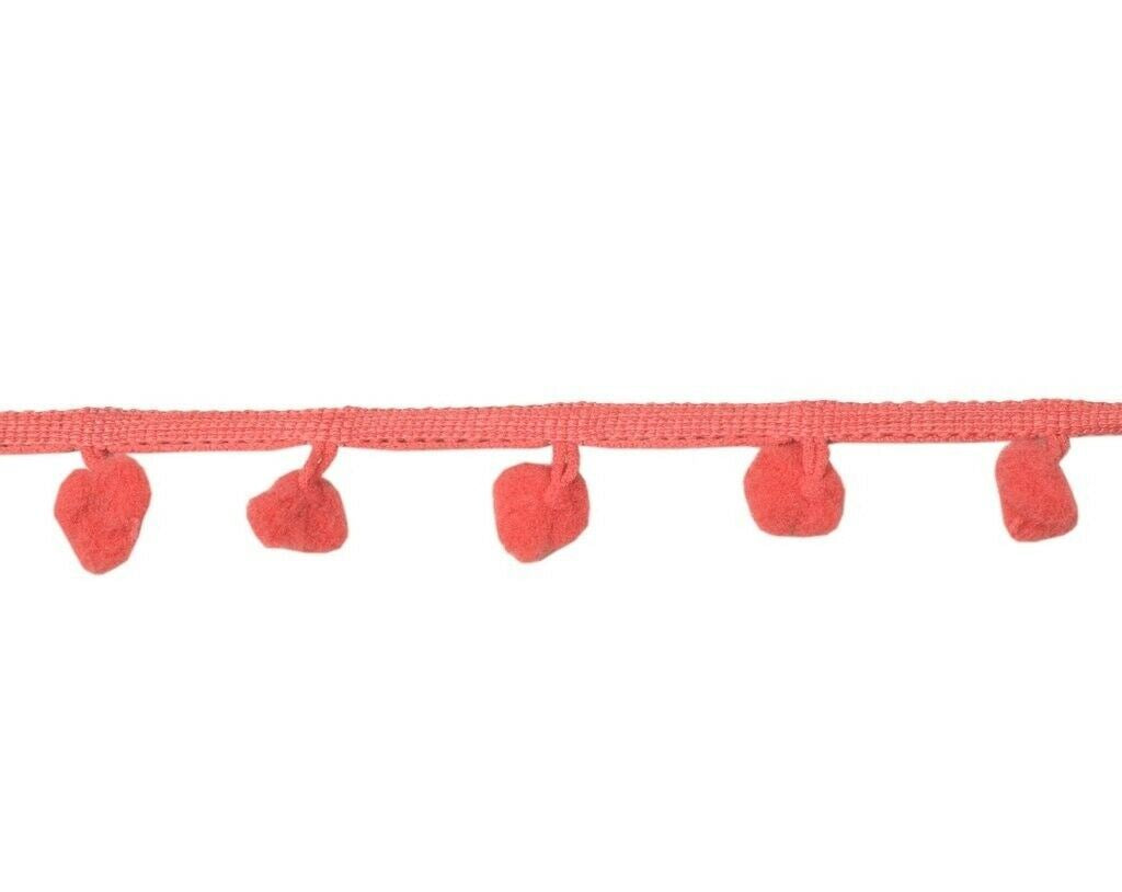 8 Yard Sari Pom Pom Border Indian Craft Trim Sewing Lace Edging Tape Peach