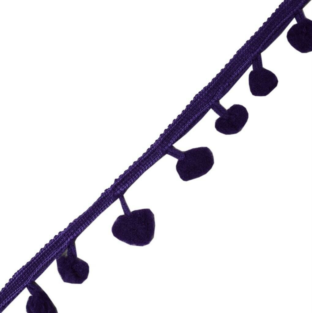 8 Yard Sari Pom Pom Border Indian Craft Trim Sewing Lace Edging Tape Purple
