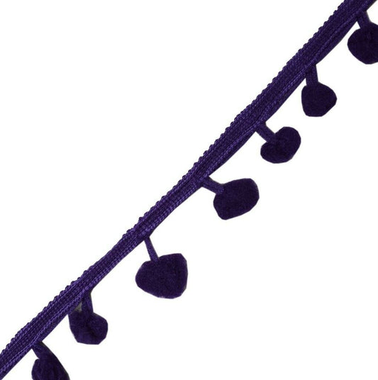 8 Yard Sari Pom Pom Border Indian Craft Trim Sewing Lace Edging Tape Purple