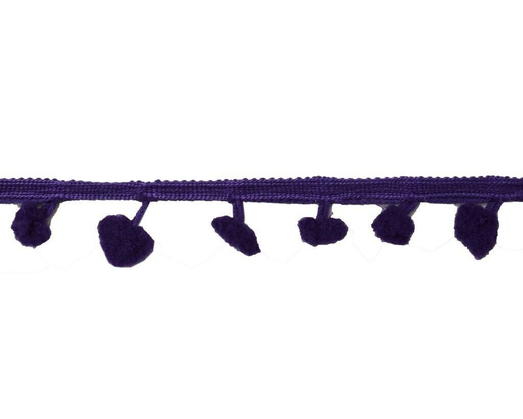 8 Yard Sari Pom Pom Border Indian Craft Trim Sewing Lace Edging Tape Purple
