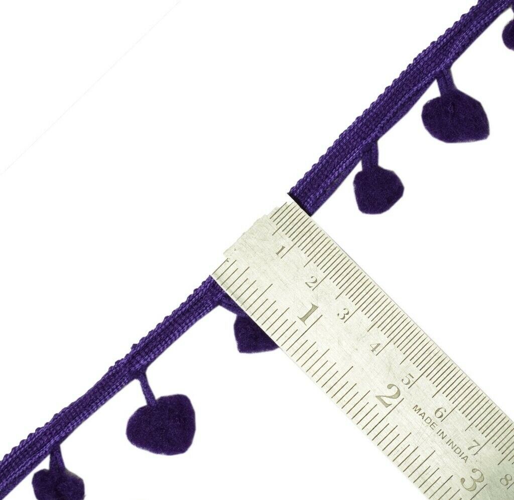8 Yard Sari Pom Pom Border Indian Craft Trim Sewing Lace Edging Tape Purple