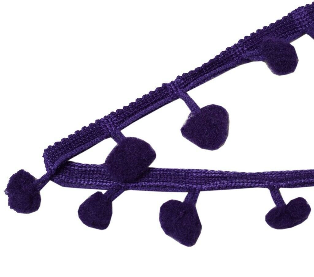 8 Yard Sari Pom Pom Border Indian Craft Trim Sewing Lace Edging Tape Purple