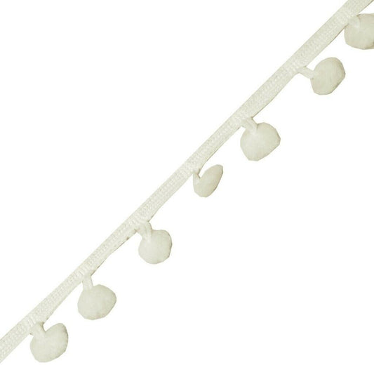 8 Yard Sari Pom Pom Border Indian Craft Trim Sewing Lace Edging Tape White