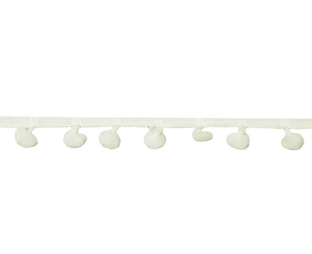 8 Yard Sari Pom Pom Border Indian Craft Trim Sewing Lace Edging Tape White