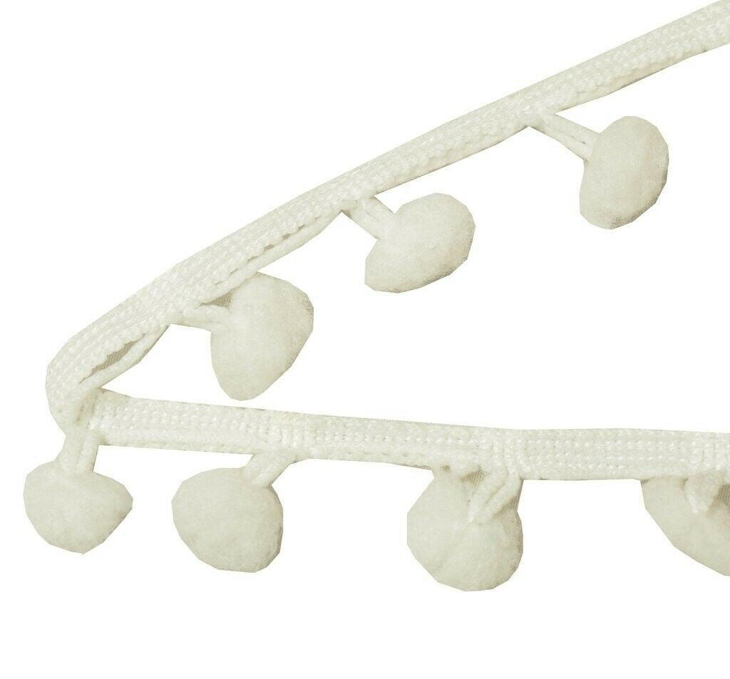 8 Yard Sari Pom Pom Border Indian Craft Trim Sewing Lace Edging Tape White