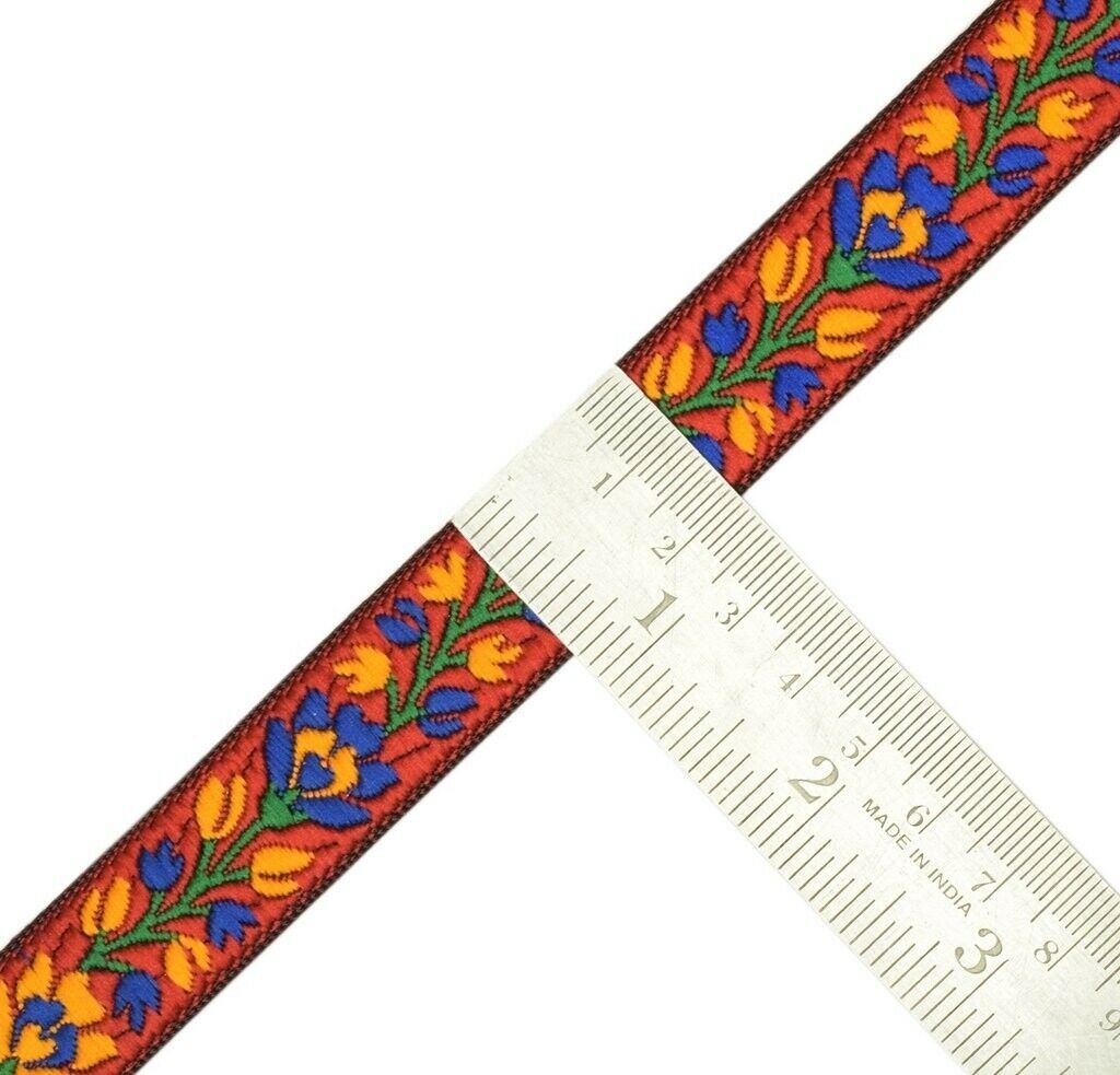 3 Yard Sari Border Indian Woven Craft Trim Sewing Ribbon Lace Edging Tape Maroon