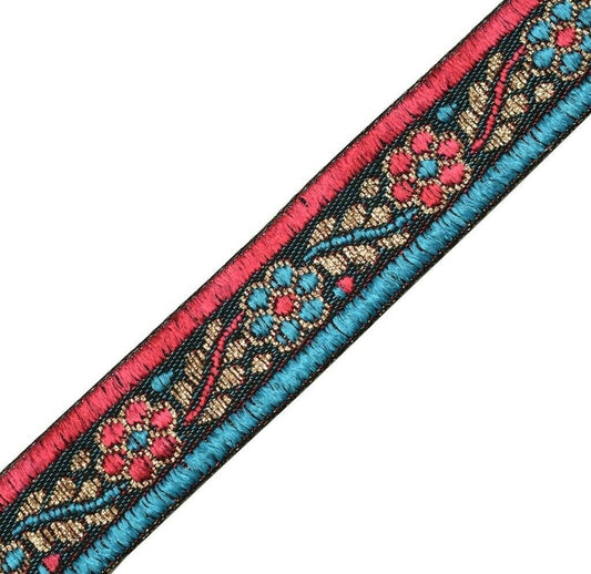 1.25" W 1 Yard Saree Border Indian Craft Trim Woven Floral Sewing Ribbon Lace