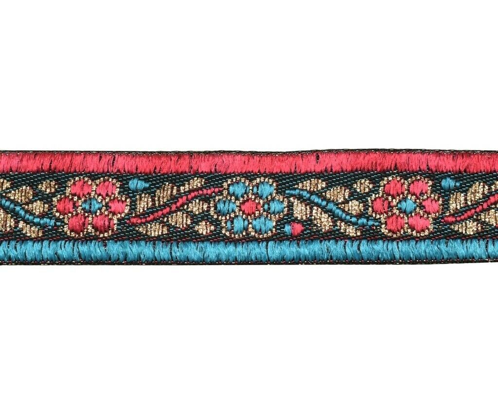 1.25" W 1 Yard Saree Border Indian Craft Trim Woven Floral Sewing Ribbon Lace