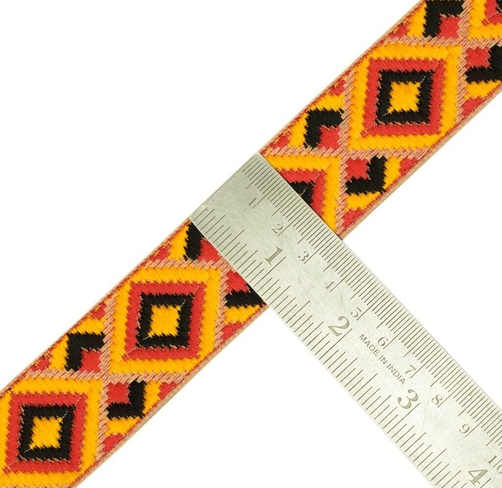 3 Yard 30MM Sari Border Indian Craft Trim Sewing Ribbon Lace Edging Tape Yellow