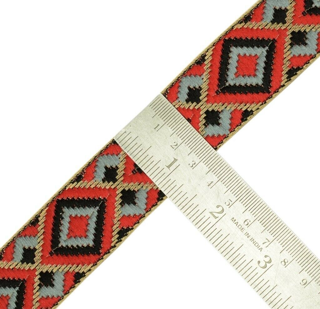 3 Yard 30MM Sari Border Indian Craft Trim Sewing Ribbon Lace Edging Tape Red